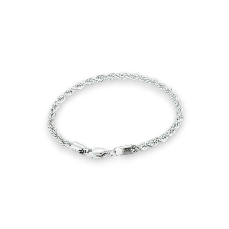 Cord chain rope bracelet 4mm - 925 silver